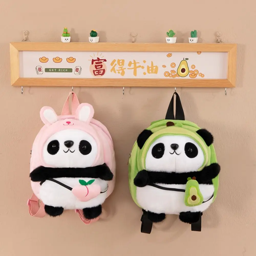 

Big Capacity Panda Plush Backpack Large Capacity Stuffed Panda Avocado Bag Animal Cartoon Cotton Panda Plush Bag Couple