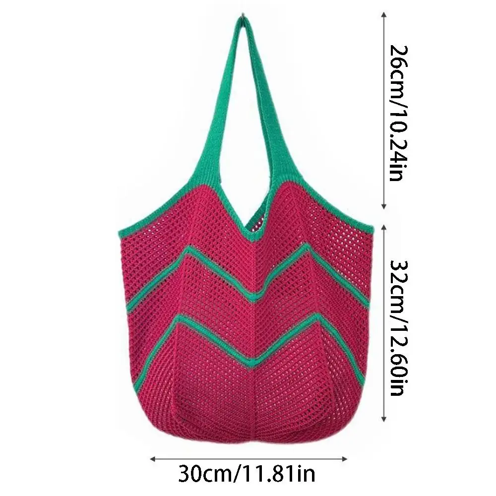 البوهيمي محبوك حقيبة كتف جوفاء سعة كبيرة حقيبة يد منسوجة عادية صديقة للبيئة واسعة الكروشيه حمل حقيبة الفتيات