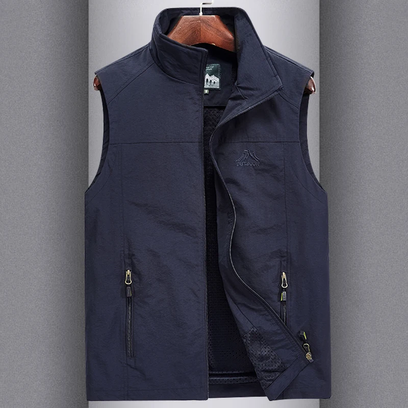 

Мужской жилет для активного отдыха и альпинизма, весна-осень, быстросохнущий, дышащий, износостойкий, с цветной застежкой-молнией, для бизнеса
