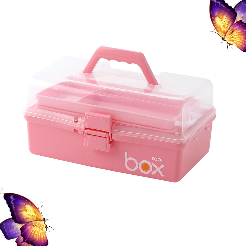 صندوق طبي للطوارئ متعدد الطبقات محمول باللون الوردي مقاس S حقيبة تخزين طبية خفيفة الوزن ومتينة للمنزل والمكتب في الهواء الطلق #3