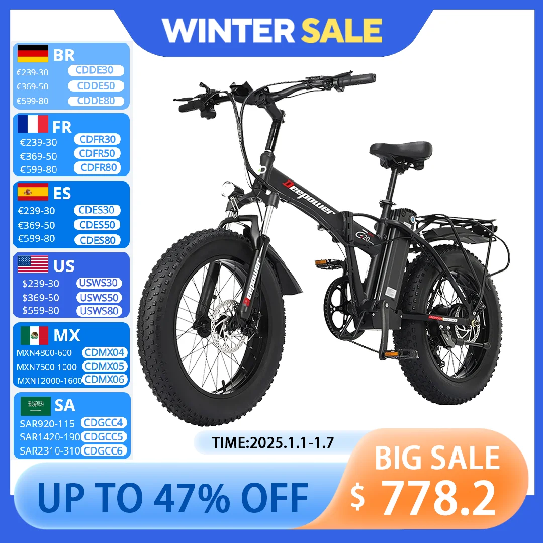 G20pro ebike 1000w 48V 25AH Electric bike 20 Inch Fat Tire Mountain Electric Bike Folding Electric Bicycle Adult electric bike