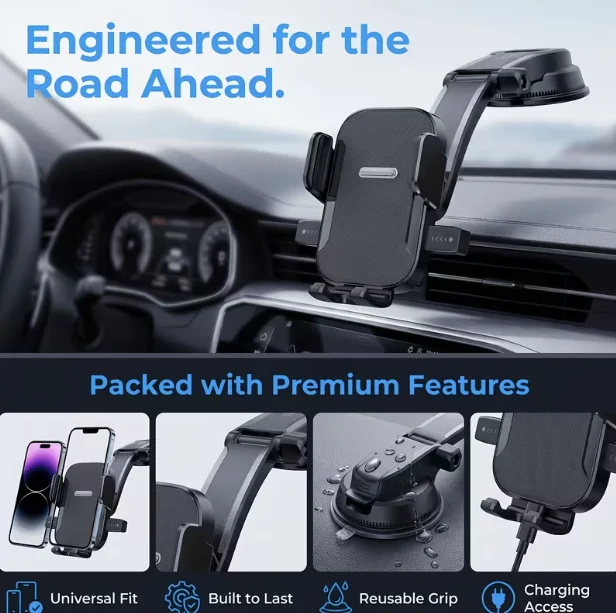 [Powerful Suction Cup] Dashboard Car Phone Mount, Upgraded Hands-free Phone Holder, Sturdy Base Smartphone Car Mount, Universal Dashboard Car Mount Compatible With All Smartphones, Best Gift for Family and Friends
