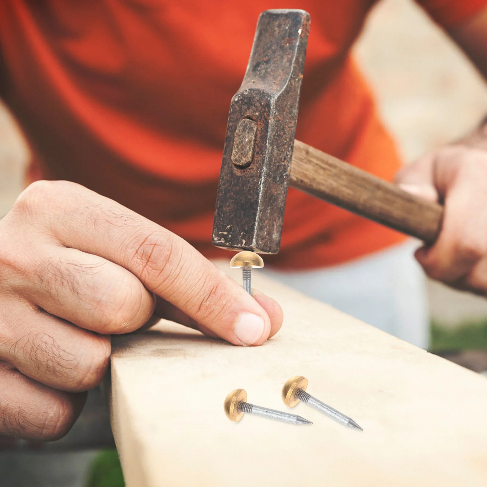 

20Pcs Copper Nail Furniture Tack Rust Resistant Bright Finish Horizontal Stripe Body for Upholstery Pin Home Office Wood