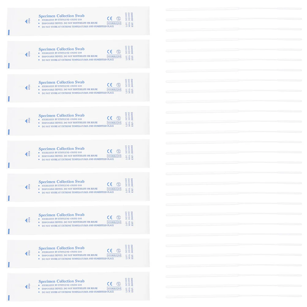 120 Pcs Nasal Swab One-off Swabs One-time Flocking Flocked Major Sampling Sticks Specimen Collection Nasopharyngeal