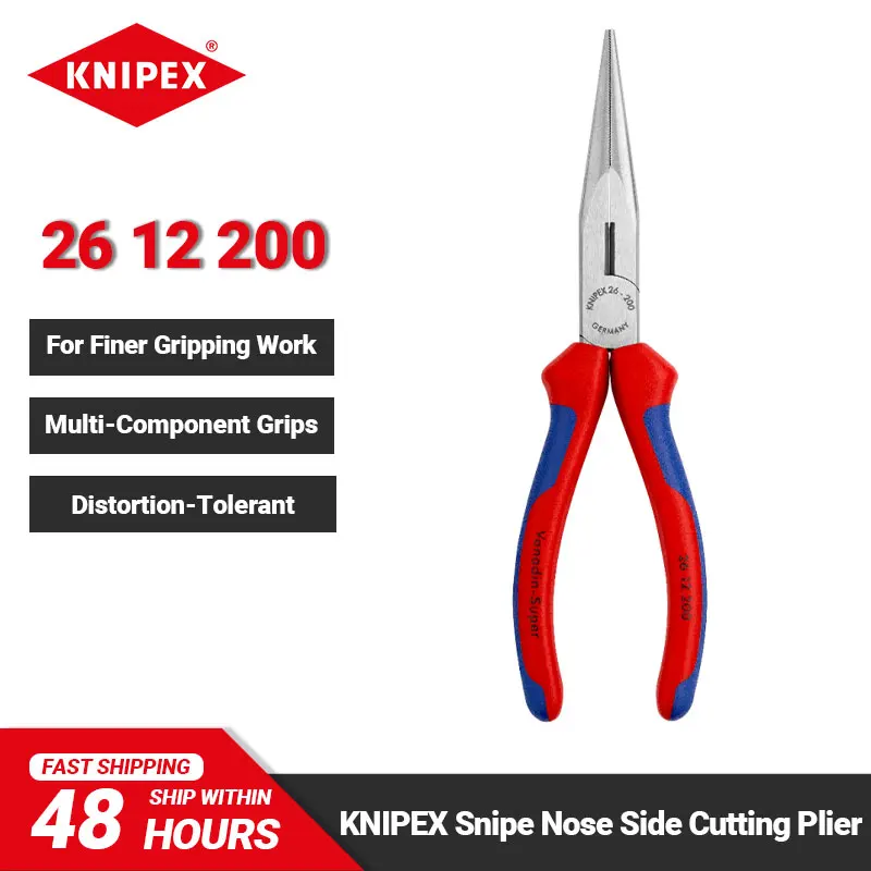 

KNIPEX 26 12 200 Snipe Nose Side Cutting Pliers with Cutting Edges Additionally Induction-hardened 61 HRC Stork Beak Plier