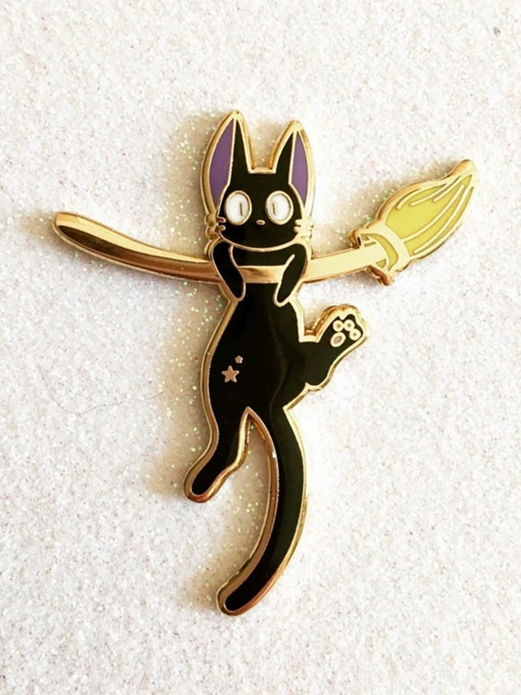 Metall-Cartoon-Brosche, Anstecknadel, niedliche schwarze Katze, Emaille-Abzeichen, Zubehör, Geschenk für Kinder und Freunde