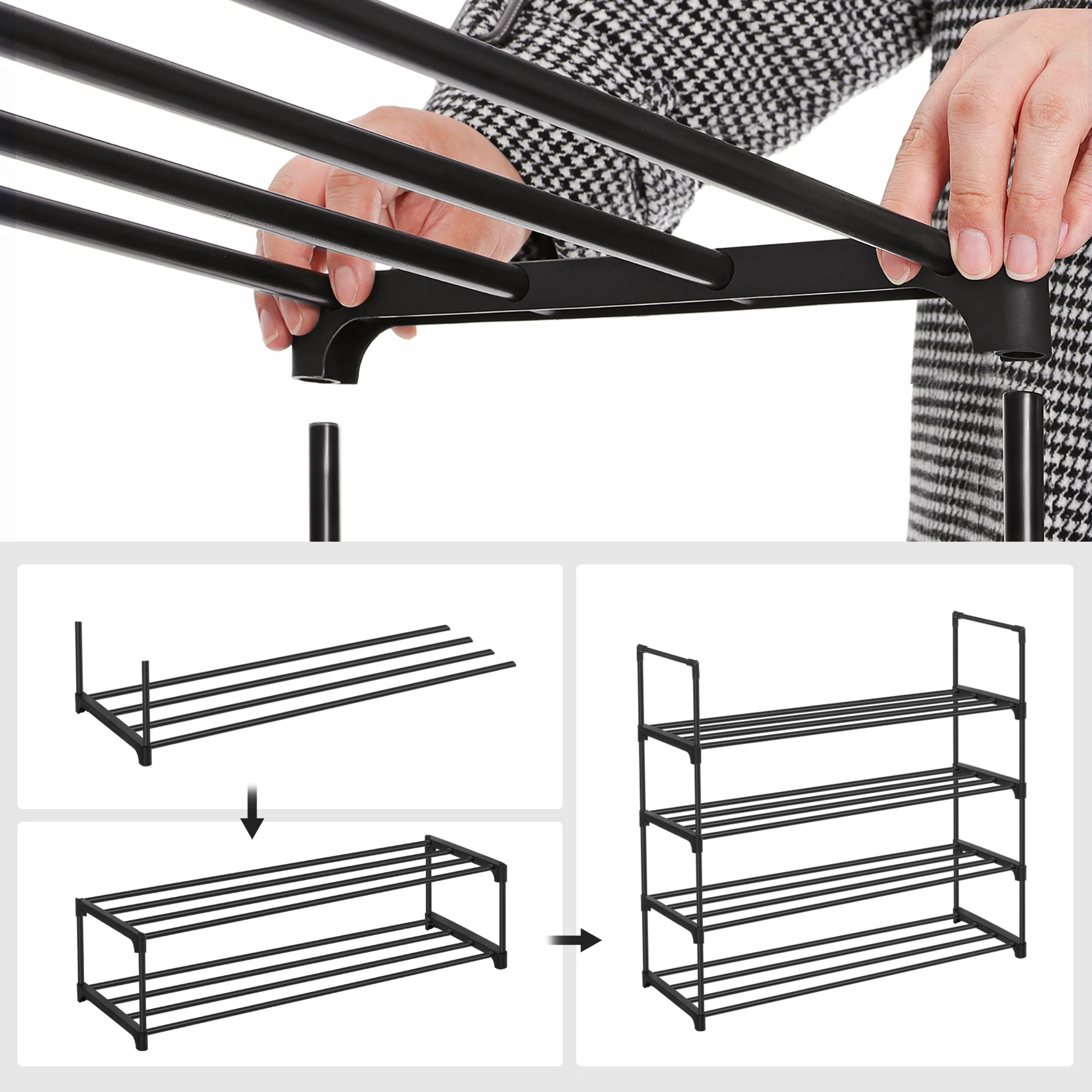 SONGMICS Shoe Rack, 4-Tier Shoe Organizer, Hold up to 20 Pairs of Shoes, Stackable Shoe Tower for Living Room, Entryway image 5