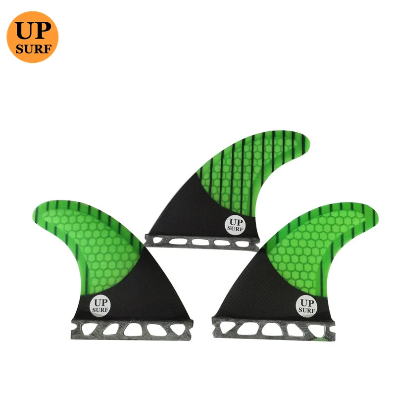 

Single Tabs Thruster Fins M/L Carbon Fiberglassfins Surfboard Fin Surfboard Accessories Green/Orange Color Upsurf Fins