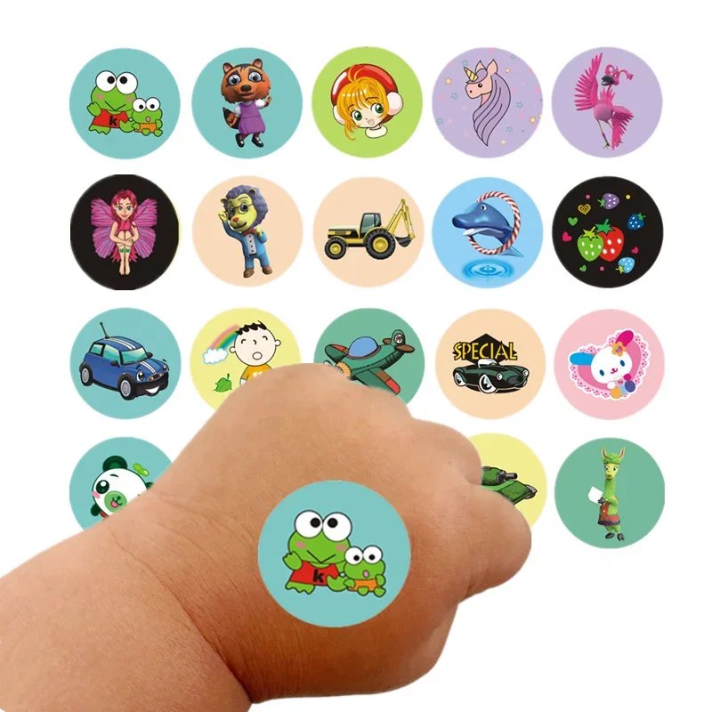 120pcs/set Round Cartoon Band Aid Cute Animal Pattern Patch Wound Dressing Tape First Aid Strips Plasters Adhesive Bandages