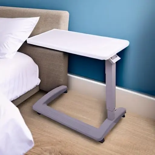 Table and Hospital Bed With Wheels - Over The Bed For Home Use and Hospital, Bedside With Wheels, Over