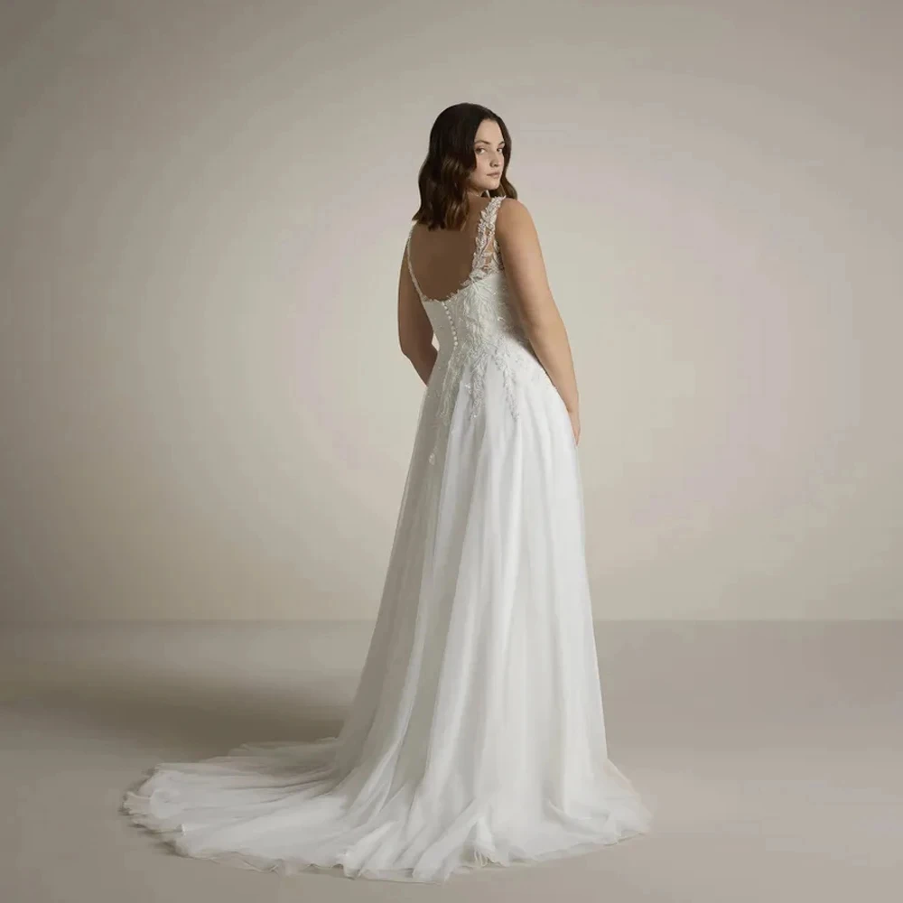 Suknie ślubne w kształcie litery A, boho, z dekoltem w serek, nowoczesne suknie dla panny młodej, zapinane na guziki z tyłu, eleganckie sukienki dla kobiet 2025, suknia ślubna, lato