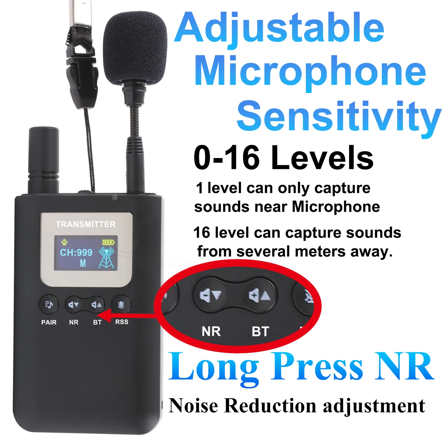 Wireless Audio Tour Guide System Display Battery Channel Transmitter Microphone System for Travel Agency Church Translation