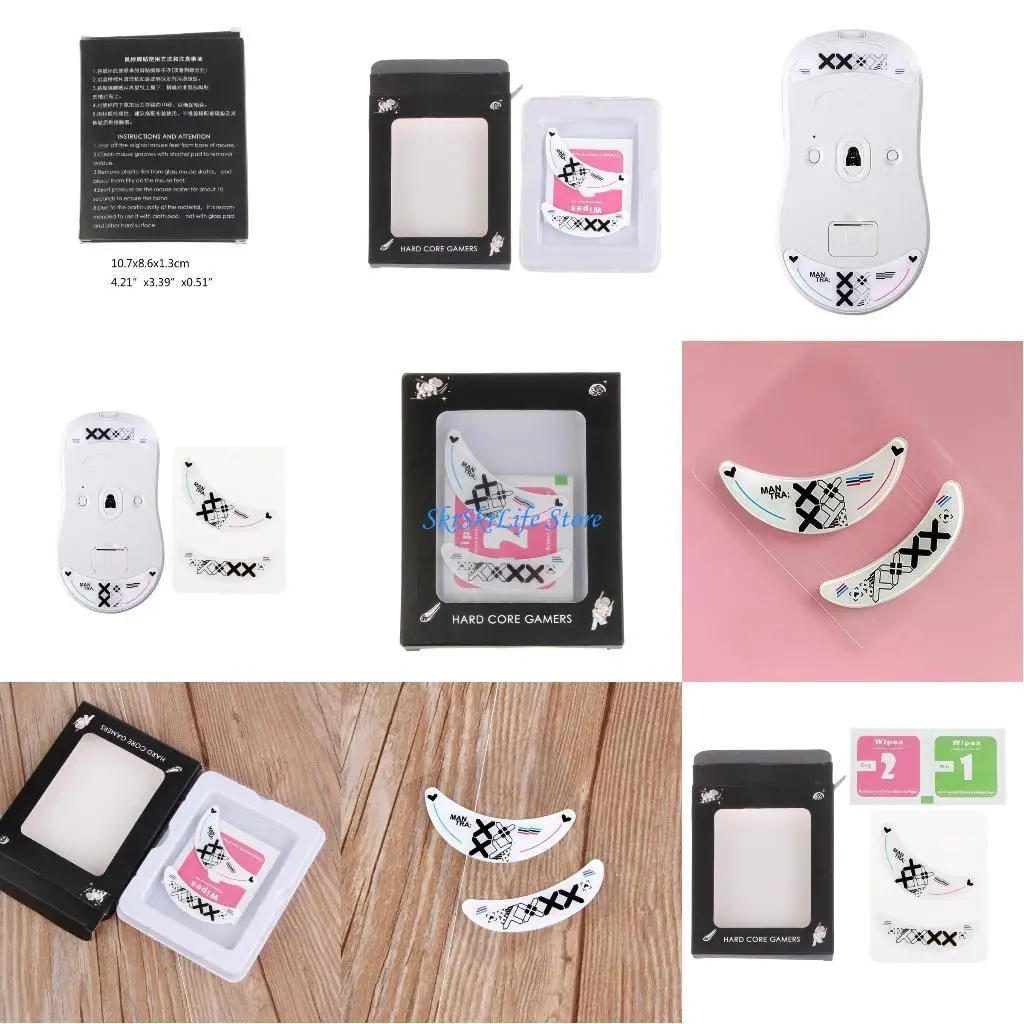 

E65E 1Set Professional Glass Mouse Skates Stickers Mouse Feet Pad Glides Rounded for VGN