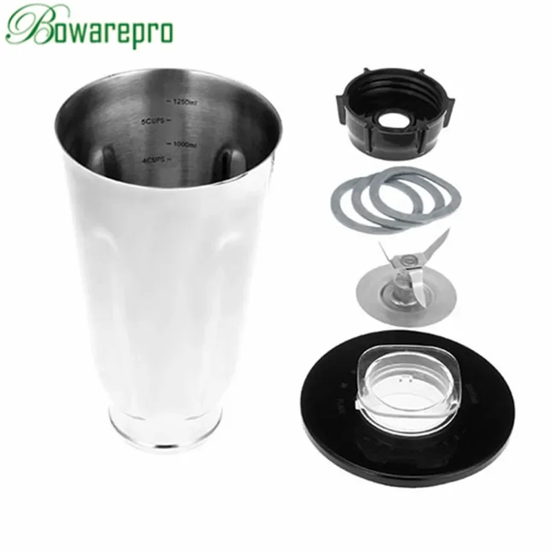 

bowarepro 5 Cup Stainless Steel Blender Jar Set Flip Top Lid Extractor Blade 2 Fitted Gaskets Fit For Oster with Base ,Blade,lid