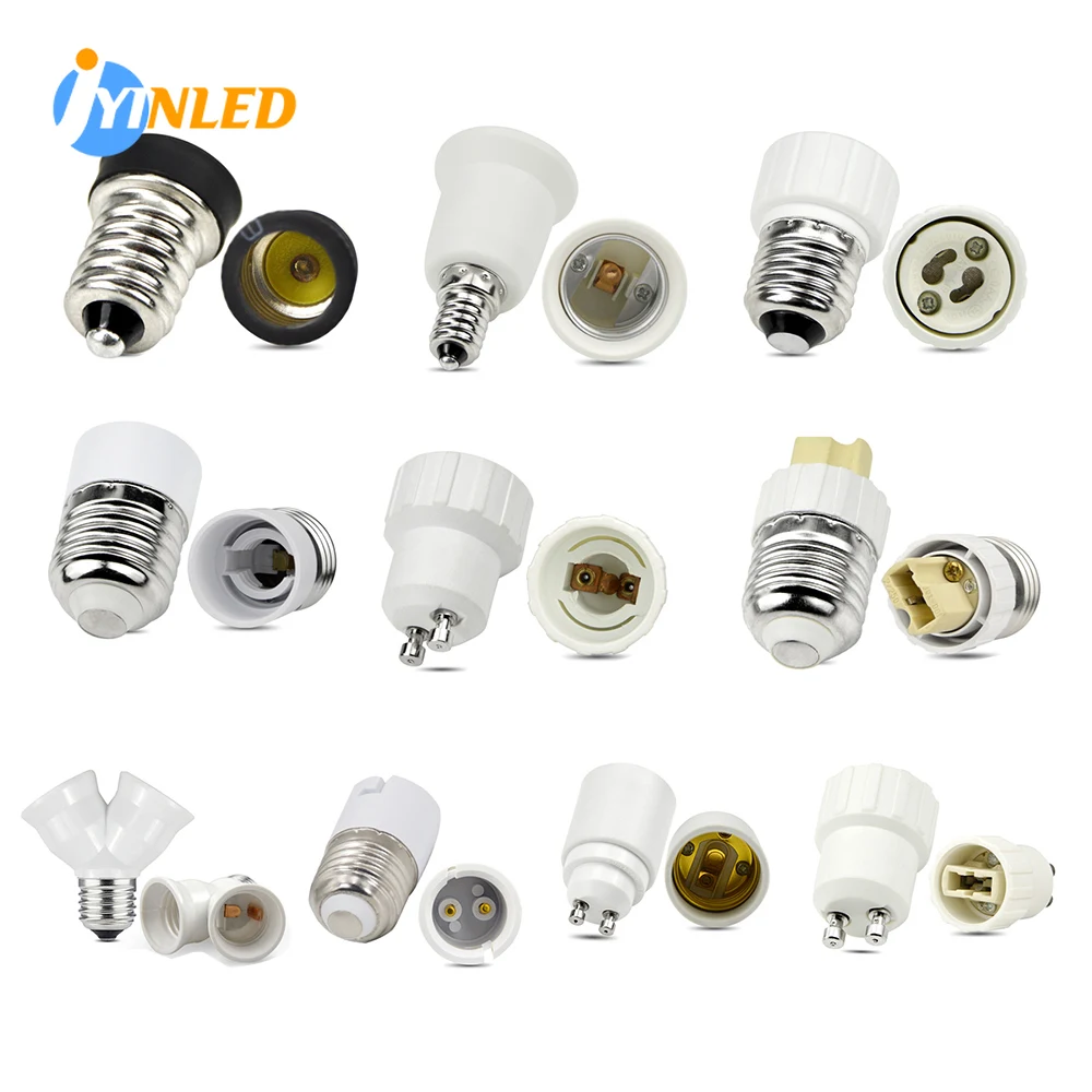 

LED Bulb Lamp Base Holder E27 E14 E12 GU10 G9 B22 MR16 GU24 Fireproof Pendant Ceiling Light Socket Adapter Lighting Accessories