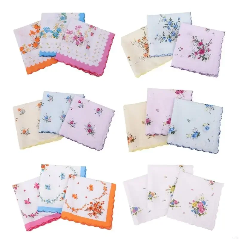 مناديل طبقة طباعة الأزهار عالية الكثافة الدانتيل بالتفصيل بتمشيط القطن 12 قطعة #1