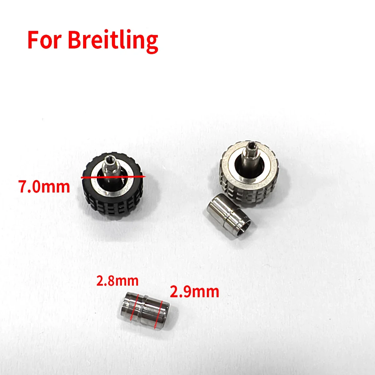 1/2Pcs Steel Watch Head Crown for Breitling AVENGER 7mm*2.8mm*2.9mm black Silver Metal Watch Stem Crown Repair Parts Assortment