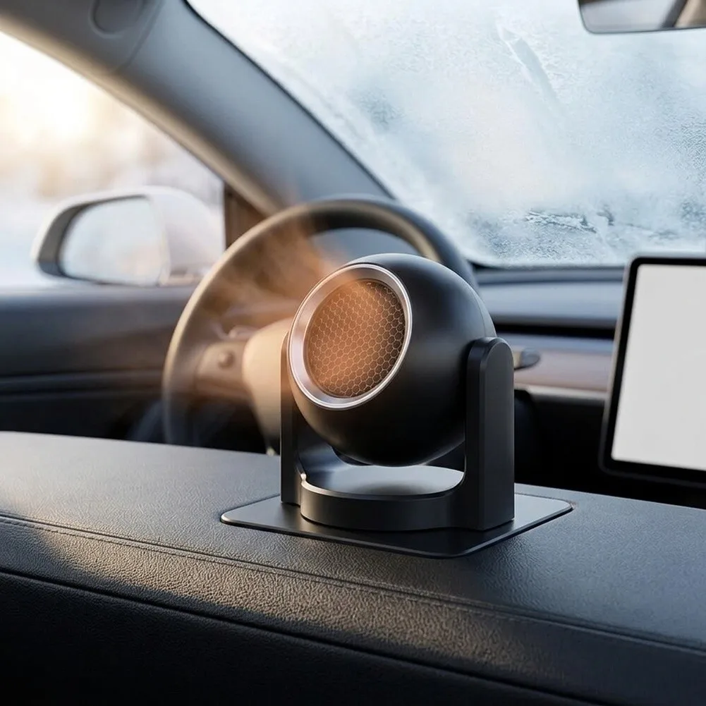 Portable Vehicle Heater and Defroster with 360 Degree Rotation for Car Windshield Defogging and Auxiliary Heating