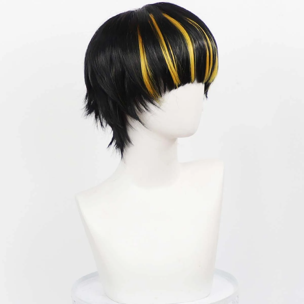 Limbus Company Vespera Crabro Cosplay Wig Heat Resistant Synthetic Hair Short Black Mixed Blonde Hair Adjustable Cap For Costum