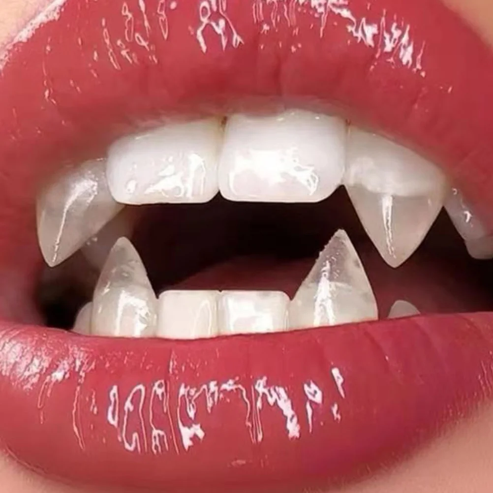 4 pares de dentes falsos vampiro fang cosplay dentes cosplay festa adereços halloween falso fang vampiro dentaduras