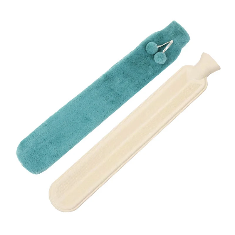 1L /2L Portable Long Hot Water Bottle with Faux Fur Removable Cover Full Body Rubber Warm Water Bag Hot Bag for Pain Bouillotte