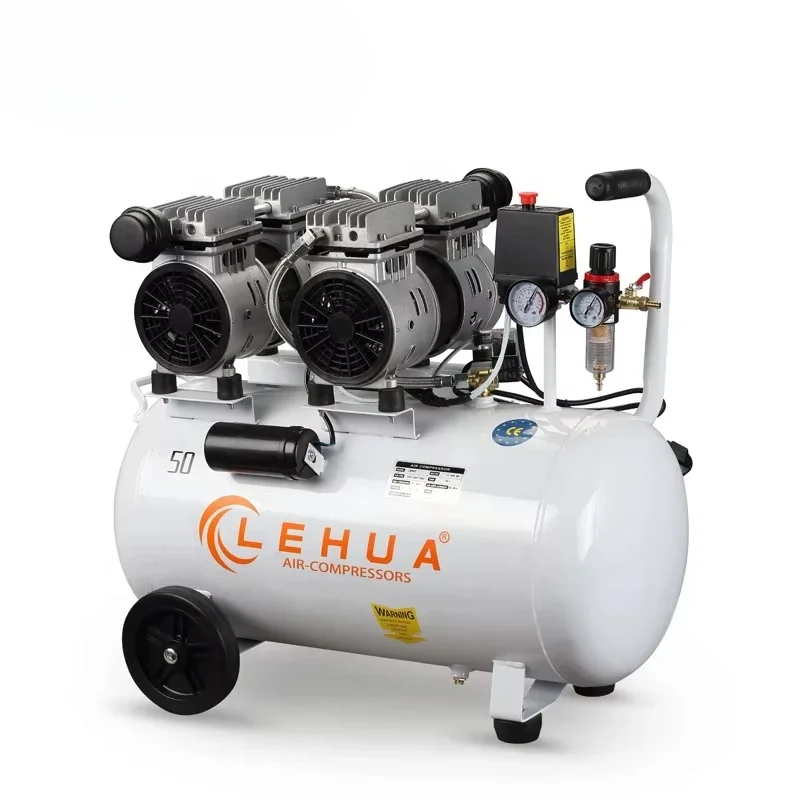 

1100W 50L 180L/MIN White Large Silent Oil Free Airless Industrial Heavy Compressor Suitable for Woodworking Painting