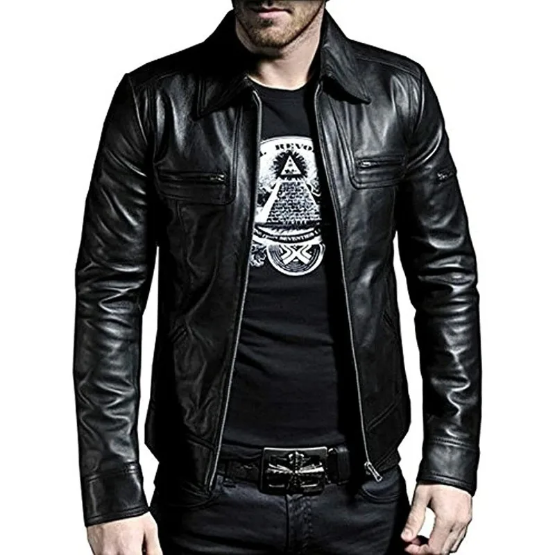 

Men's Black Western Pure Authentic Lambskin Night Club Leather Jacket Biker Coat