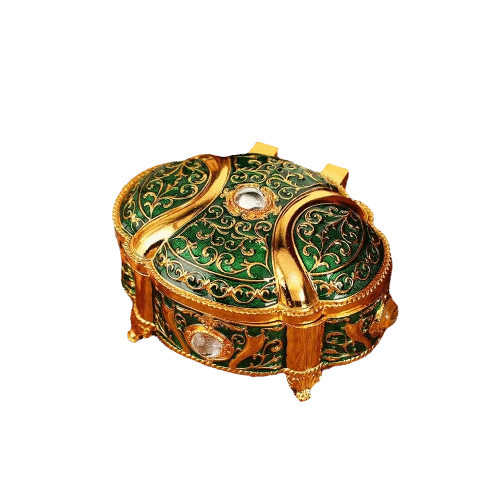 

Vintage Style Jewelry Organizer Relief Design Zinc Alloy Trinket Box Flip Open Light Luxury Jewelry Box Jewelry Storage