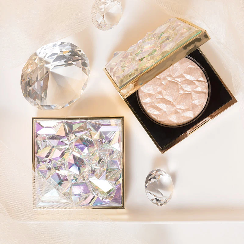 Crystal Diamond Highlighter Facial Glow Powder Makeup Highlighting Shimmer Brightening Gold Silver Eye Contour Palette