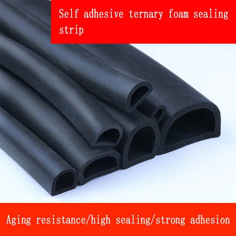 

5M EPDM Self-adhesive Sealing Strip Electric Box Doors For Windows Soundproofing Collision Avoidance Rubber Seal Hollow Type D