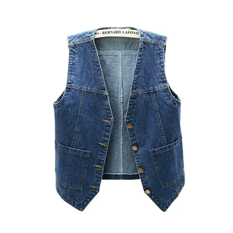 Jacket Denim Outwear Waistcoats Vests Women All-Match Sleeveless Teens Cropped Coats Loose Vintage Casual Hot Sale Streetwear