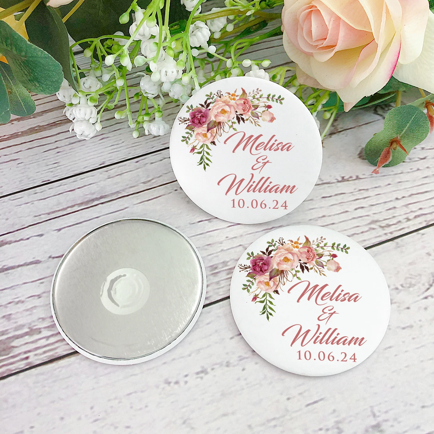 Customized Wedding Souvenir Fridge Magnets Personalized Wedding Party Favor for Guest Round Fridge Magnet 5.8cm 2.25