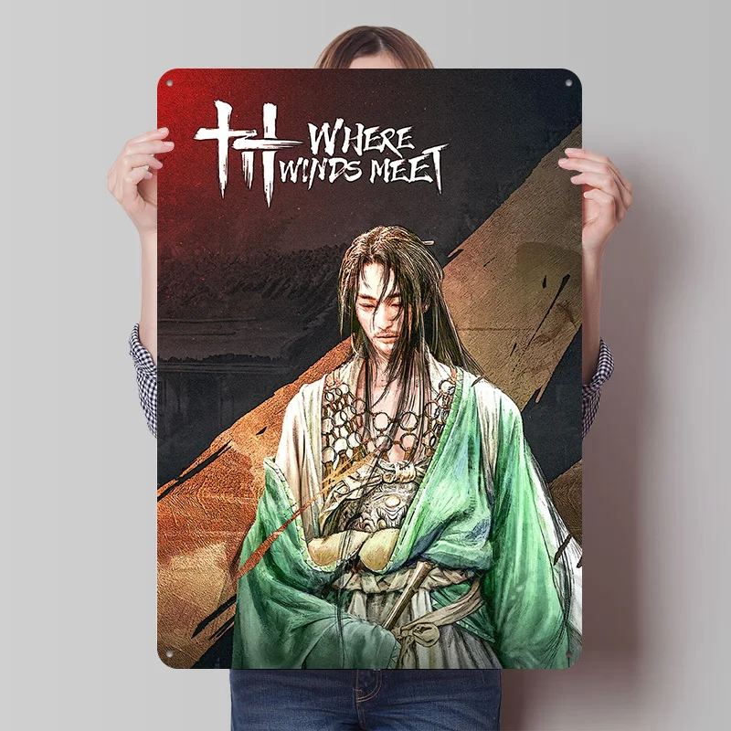 Where Winds Meet Game Art Poster Customized Vintage Metal Signs Wall Art Retro Tin Plaque for Office Decoration Gaming House