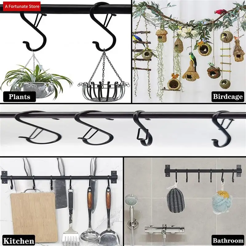 96PCS S Hooks For Hanging - S Shaped Hooks For Kitchen Utensil And Closet Rod - Black S Hooks For Hanging Plants,Pots-A78G