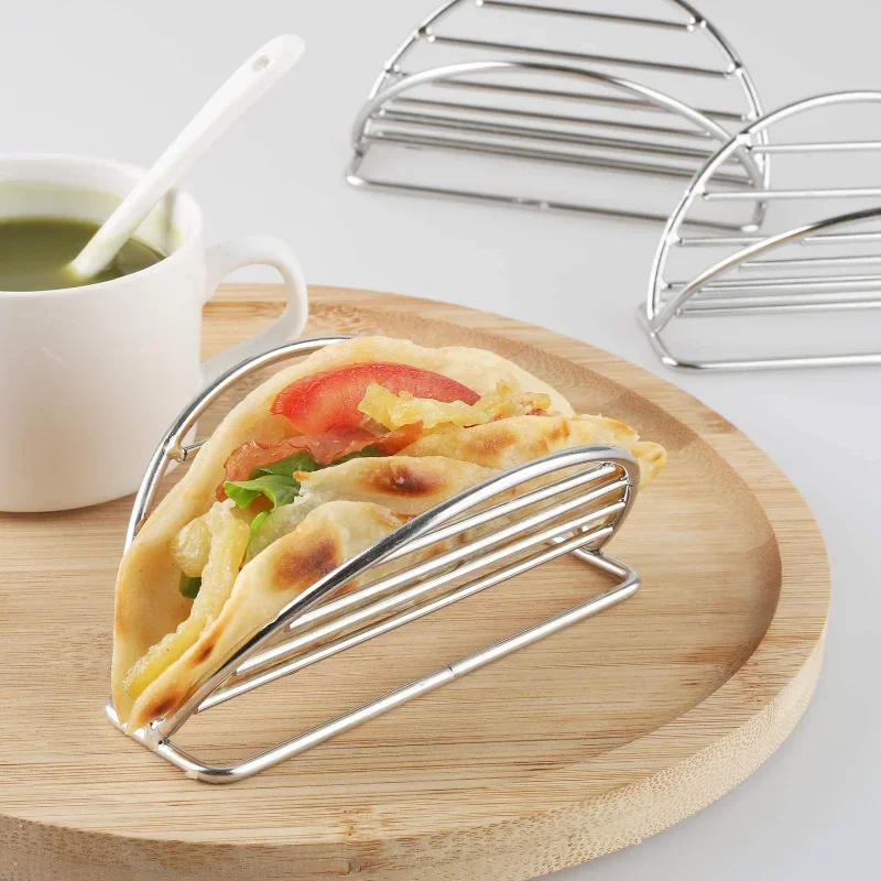 Taco Holder Mexican Pizza Roll Shelf Burrito Potato Chips Rack Shells Taco Rack Stainless Steel Creative Tableware Pancake Stand