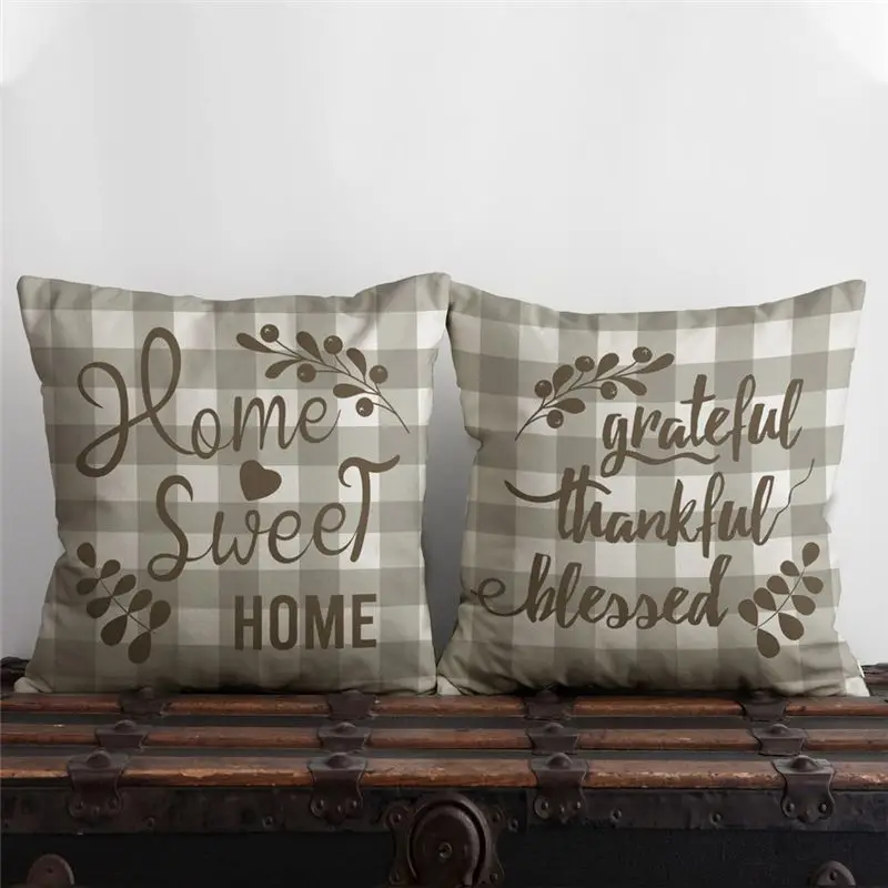 A75K Spring Pillow Covers 18X18 Set Of 4 Spring Decorations Eucalyptus Farmhouse Throw Pillow Home Sofa Decor Cushion Case