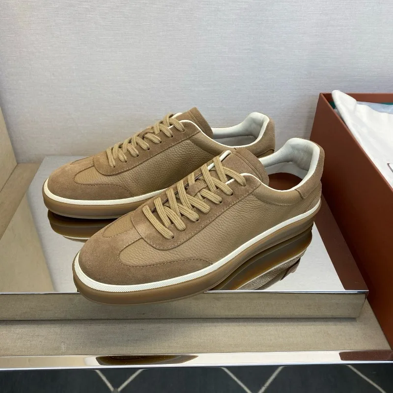 

lor*p New Men Shoes 26SS Sporty Casual Lace-up Round-Tip Leather Comfortable Four Seasons Low-Top Shoes
