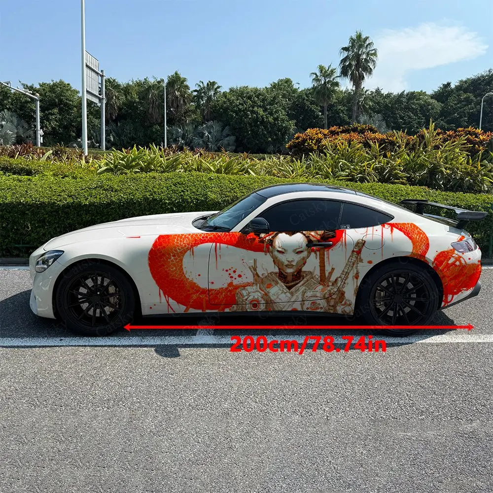 2pcs Cyber Geisha Realm, Durable, Fade-resistant, Enhance Vehicle Aesthetics With Bold Artistic Design Car Vinyl Wraps