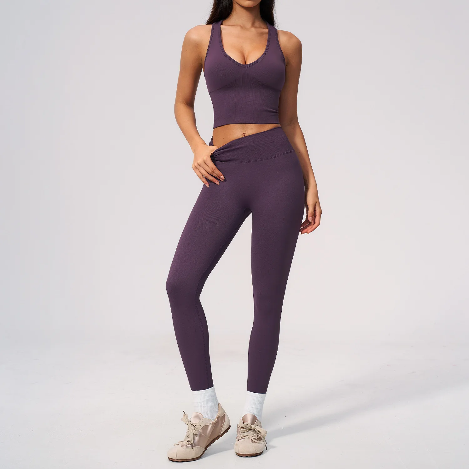 2PCS Sportswear Women Yoga Set Gym Clothes Seamless Athletic Wear Yoga Suits Fitness Set Tracksuits Sports Bra Gym Leggings Set