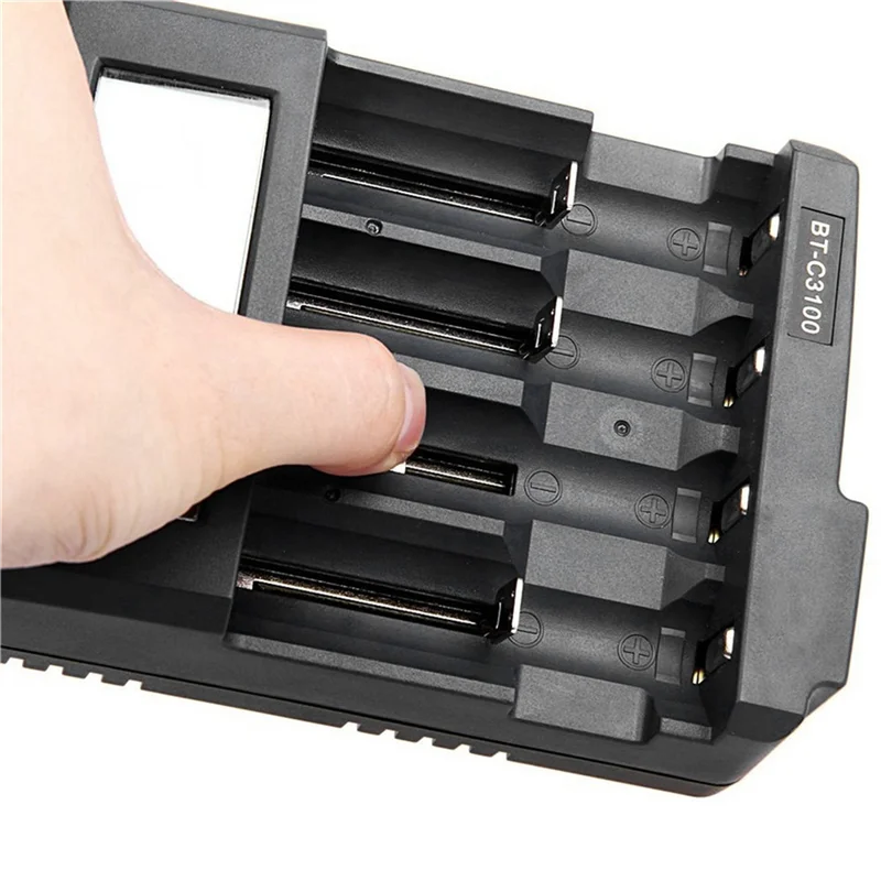 【마지막 기회!】2X BT-C3100 4슬롯 충전식 리튬 배터리용 스마트 범용 배터리 어댑터 EU 플러그