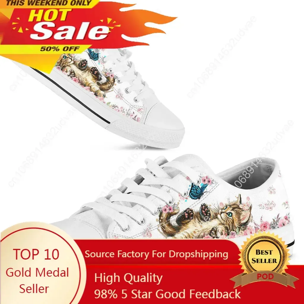 

Canvas Sneakers Women Fashion Cute Cat Prints Low-top Women Single Shoes Candy Color Flats Female Canvas Shoes