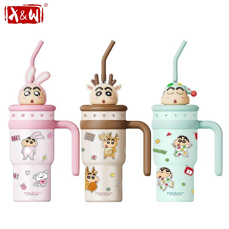 

Термокружка X&W 700 мл с изображением Шин-чан, из нержавеющей стали 316, с милой соломинкой, сохраняет холод и тепло, портативная автомобильная кружка, подарок для девочки