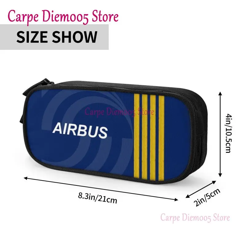 Airbus Fighter Pilot Kawaii Pencil Case Boy Girl Large Storage Aviation Airplane Pencil Pouch Students Stationery