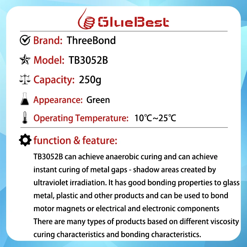 ThreeBond TB3052B UV Curing Resin Curing Agent for Electronic Liquid Crystal Sealing Original Product