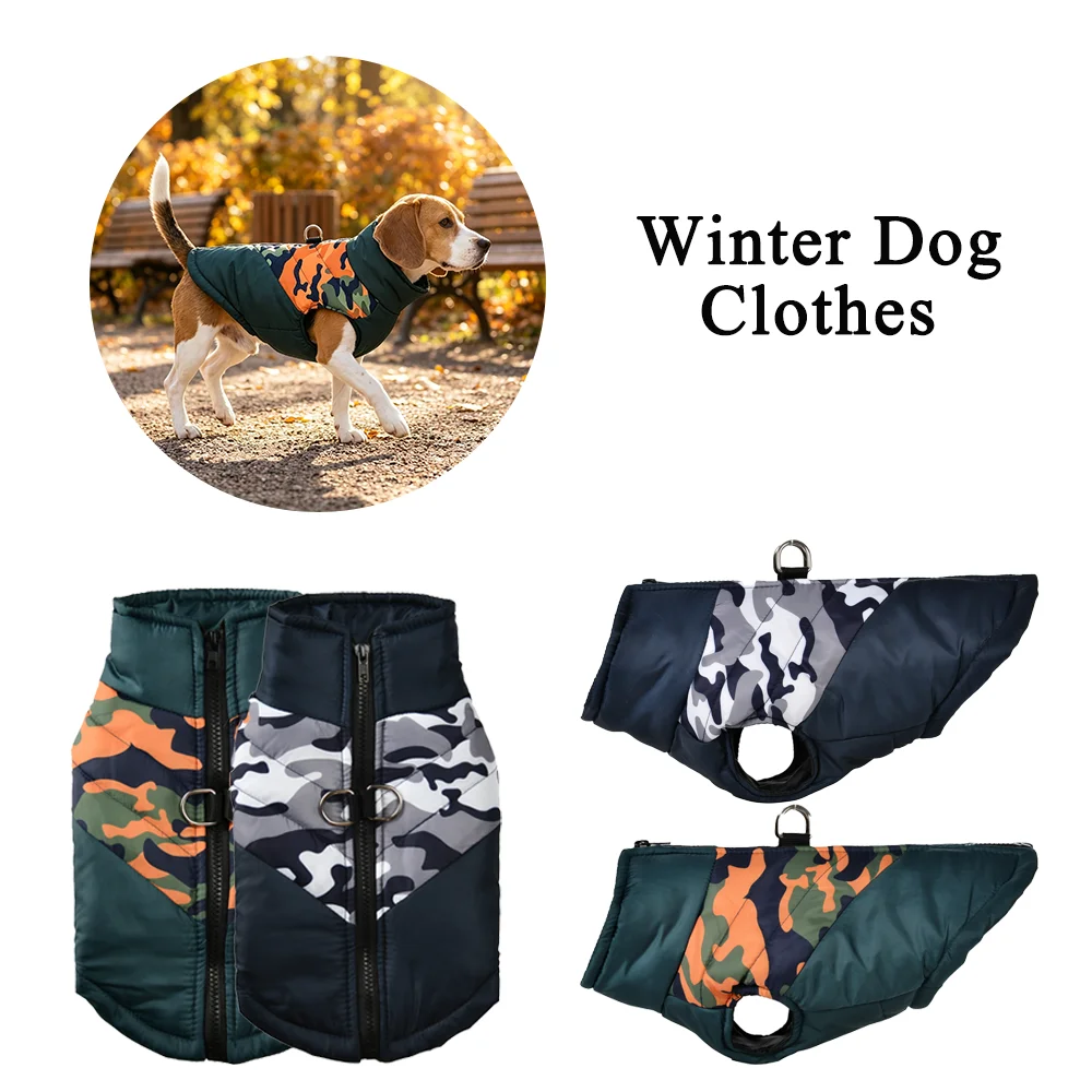Haustierweste mit Tarnmuster für den Winter, warm, winddicht, für den Außenbereich, für kleine und mittelgroße Hunde, Katzen, Mantel, Bulldogge, Chihuahua-Jacke