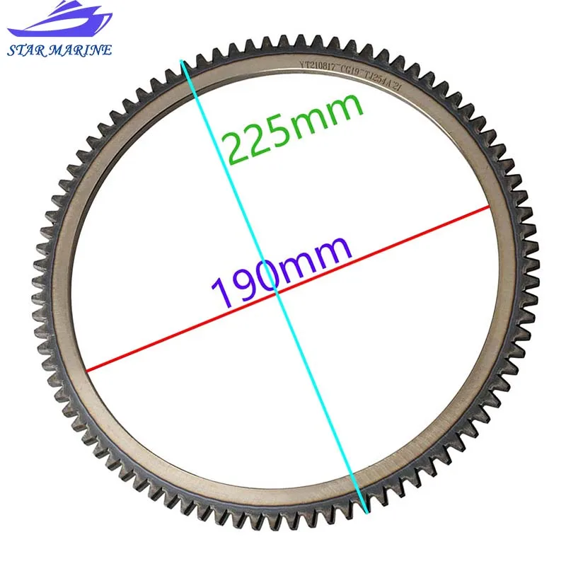 

Boat Engine Flywheel Crown Gear Ring 66T-85550-00 for YAMAHA E40X Outboard Motor 40HP 2 Stroke Also Fits Parsun 190-225mm