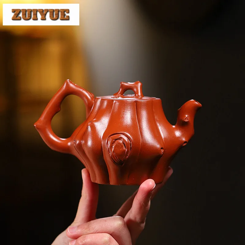 280ml Exquisite Yixing Purple Clay Teapots Handmade Prune Pot Raw Ore Red Mud Tea Maker Kettle With Infuser Zisha Tea Set Craft