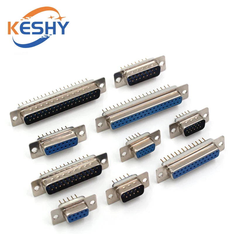 

5Pcs DB9 DB15 DB25 DB37 Hole/Pin Female/Male Blue Welded Connector RS232 Serial Port Socket DB D-SUB Adapter DP 9/15/25/37 Pin