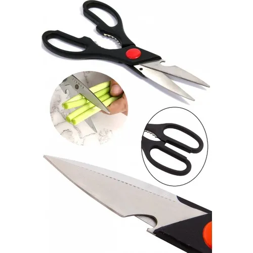 Tilbe Home Kitchen Scissors Multi-Purpose Lid Opener Walnut Crusher Stainless Steel Meat and Vegetable Cutting Scissors