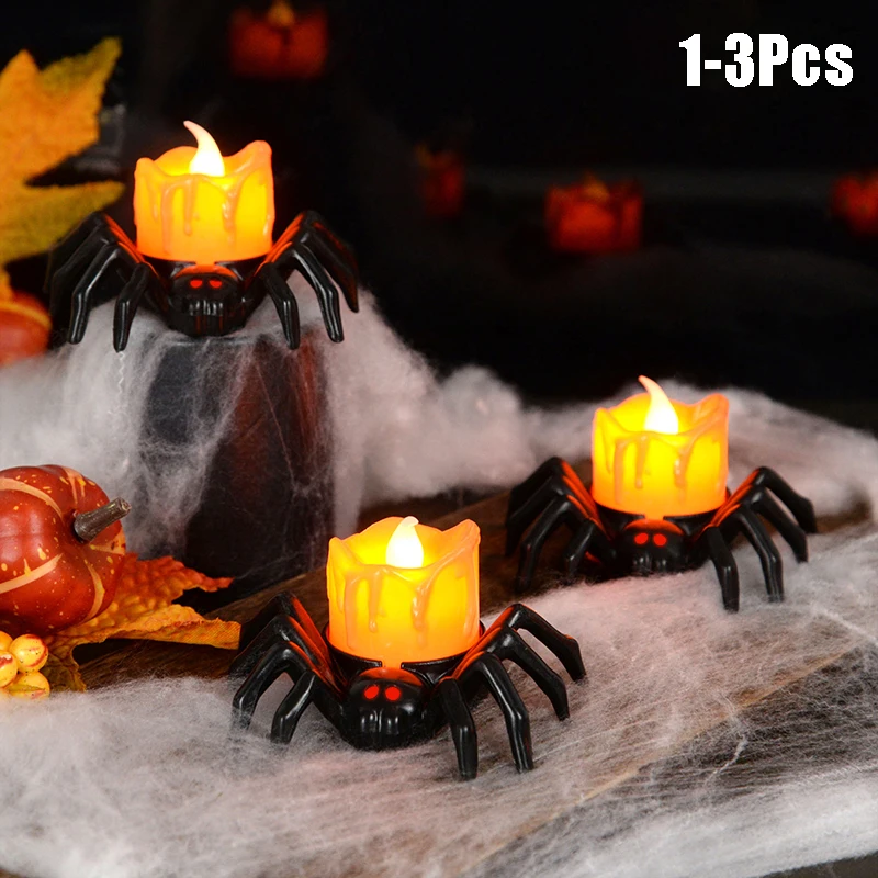 Halloween Led Tea Light Candles with Batteries Flameless Led Candles Spider Tealights for Halloween Party Haunted House Decor